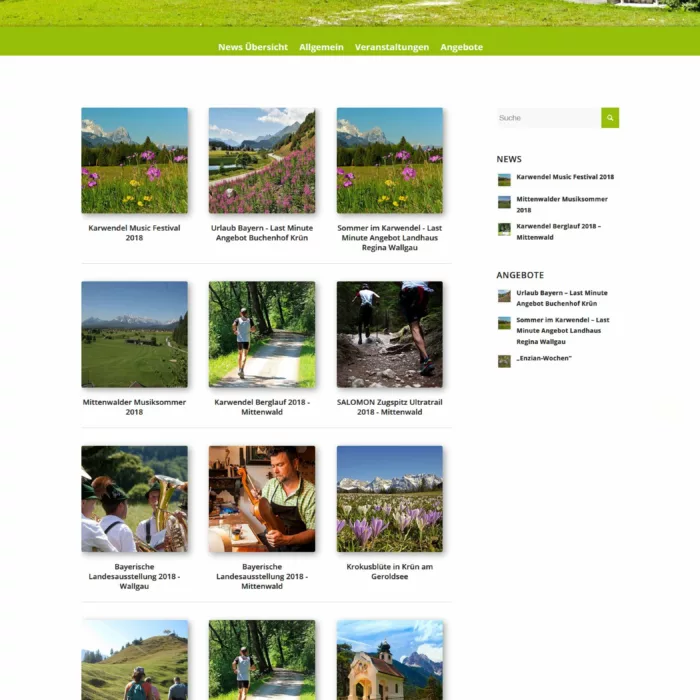 Webdesign fuer Tourismusportal BerglustPur - Design des Blogs