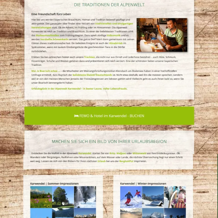 Webdesign fuer Tourismusportal BerglustPur - Design der