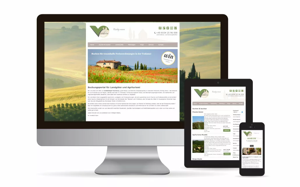 Für die Homepage des Reiseunternehmens Verdista wurde das CMS WordPress verwendet.