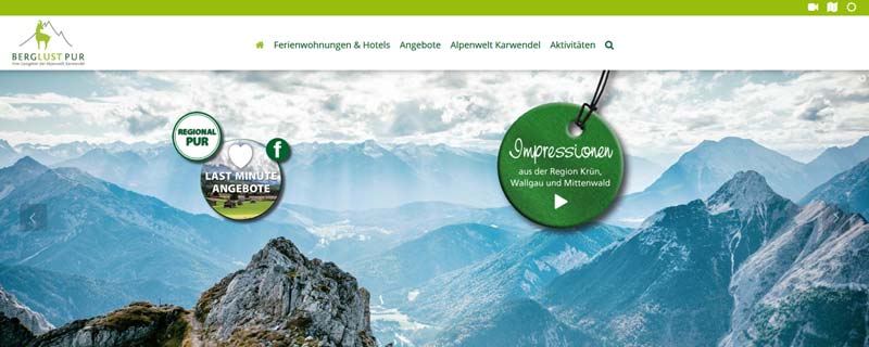 Webdesign mit WordPress für Tourismusportal BerglustPur