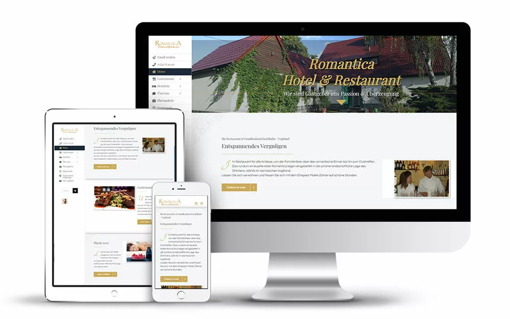 Webseite für Romantica Hotel Blauer Hecht in Dinkelsbühl Hotel und Restaurant