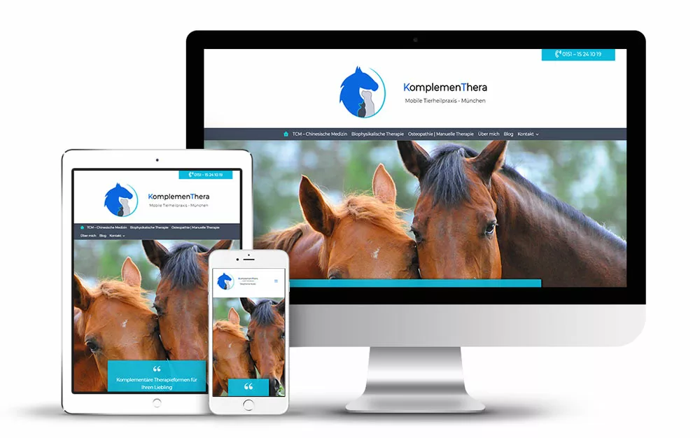 Webseite mit WordPress für mobile Tierheilpraxis KomplemenThera in München