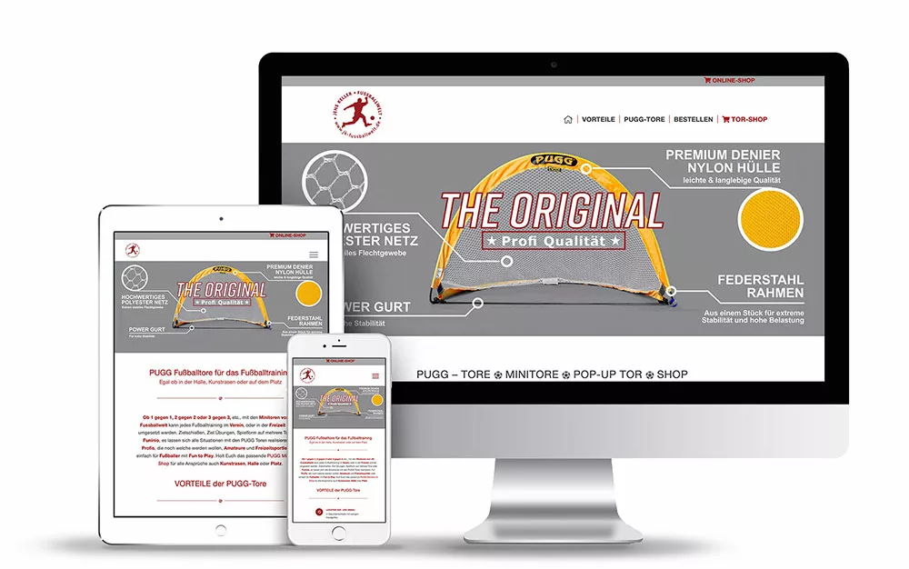 Webdesign für Onlineshop der Fußballtoren Pugg-Tore
