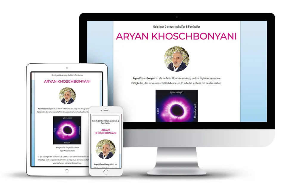 Webseite für den geistigen Genesungshelfer Aryan Khoschbonyani